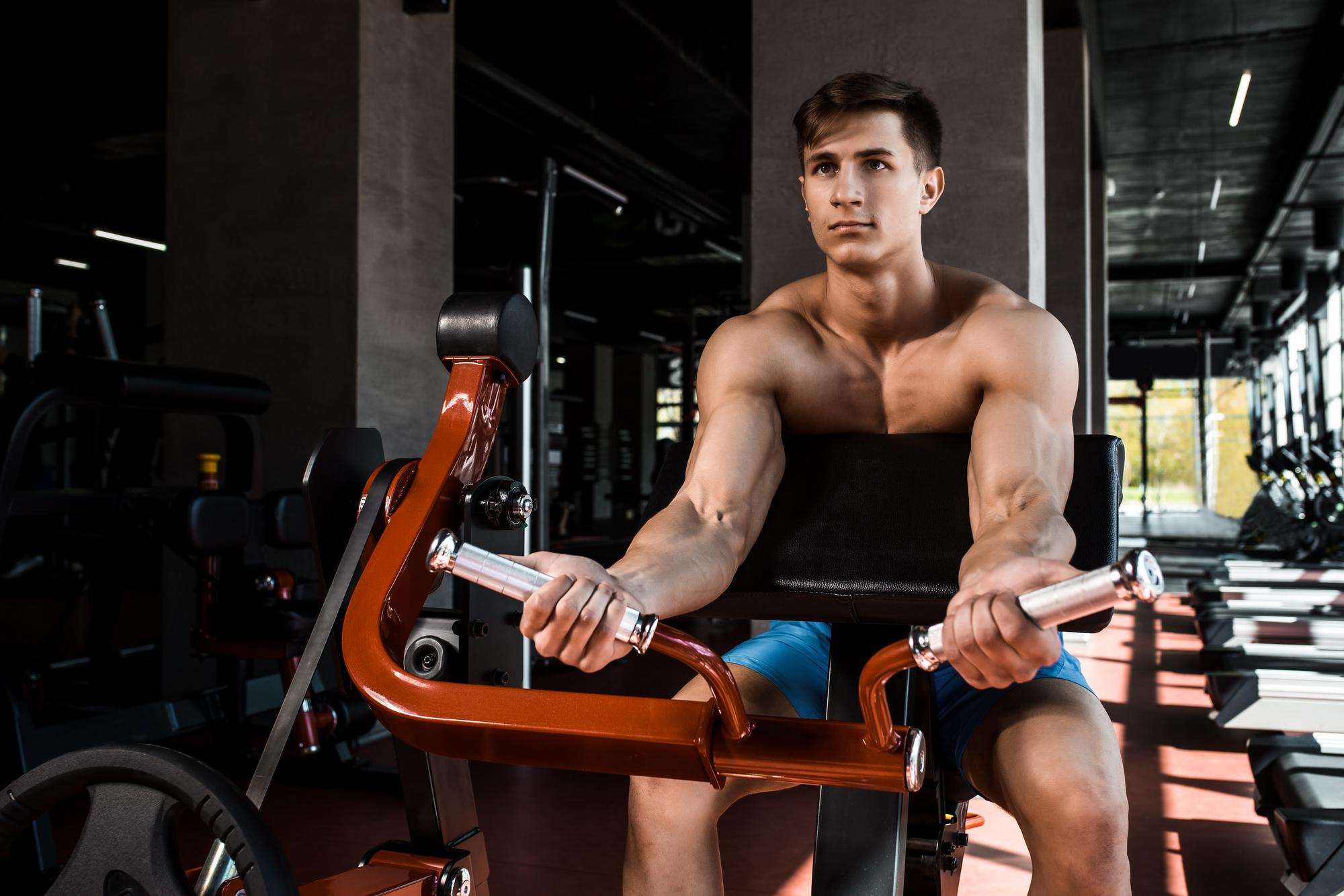 Athlete training on gym equipment